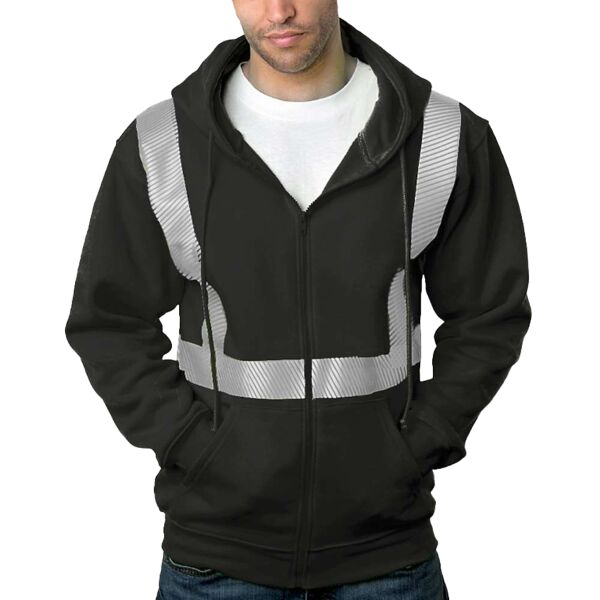 USA-Made Hi-Visibility Full-Zip Hooded Sweatshirt - Segmented Tape Thumbnail